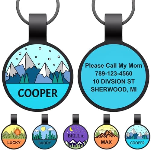 GiSUREY Silicone Dog Tags Personalized for Pets - Silent Dog Cat Name Tag with Deeply Engraved - Soft Pet ID Tags for Collars with Art Design Pattern (Round) - Image 1