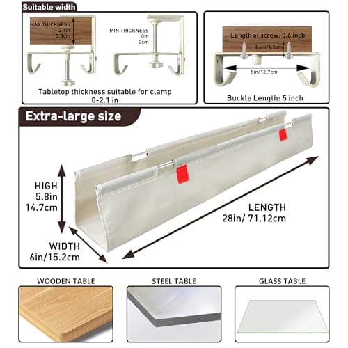AHOMO [Upgraded] Under Desk Cable Management, 28" Cord Organizer, with Silicone Pads (No Scratch!), 16 Cable Ties, Washable PE Honeycomb Base,Fits Any Desk 0-2.1", No Stinky Cardboard!Beige28"L x 6"W - Thumbnail 4