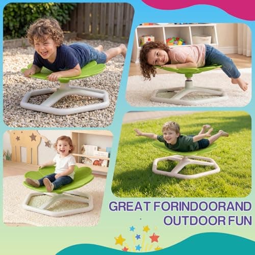 KYZDZQ Spinning Chair for Autistic Kids,Sensory Swivel Chair, 220LBS Weight Capacity, Sensory Toy for ADHD & Autism 3-6 Years Children,Training Body Coordination, Metal Base Non-Slip Design (Green) - Thumbnail 4