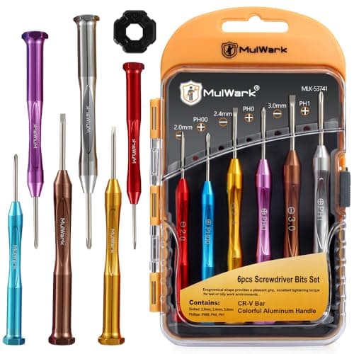 MULWARK Small Screwdriver Set, 6pcs Magnetic Mini Screwdriver Set, Micro Precision Flathead and Phillips Glasses Screwdriver with Case for Eyeglasses, Watches, Electronics, Phone And Computer - Image 1