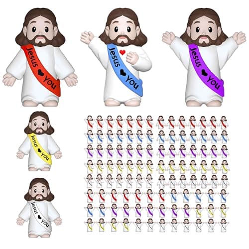 105 PCS Little Jesus Figures,Mini Jesus Figurines - Tiny Statues for Easter Egg Stuffers,Religious Gifts,Parties,Baptism Gifts,Multicolor Miniature Decorations,Hide and Seek Figurines（Multicolor） - Image 1
