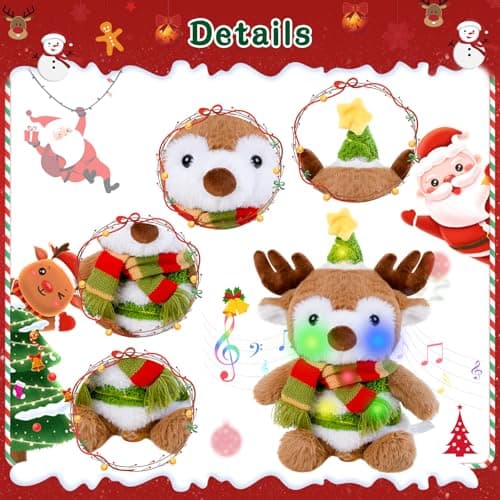 LLUKEME Reindeer Stuffed Animal Dancing Singing Plush with Music Light Voice Mimicking Function for Kids Adults Gifts - Thumbnail 4