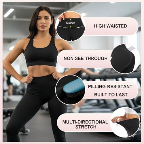 Leggings for Women 3 Pack-High Wasited Tummy Control Yoga Pants Clothing Leggungs Leggin Leggongs Eggings Leggind Yogo Tighto Militaryk Fomely Workour Comression(3 Pcs Black+White+Green,S-M) - Thumbnail 5
