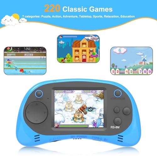 EASEGMER Kids Handheld Game Player - 220 Built-in Games, 2.5" IPS Display, Rechargeable & Long-Lasting - Ideal Travel Toys for Kids Ages 3-10 Boys & Girls - Thumbnail 3