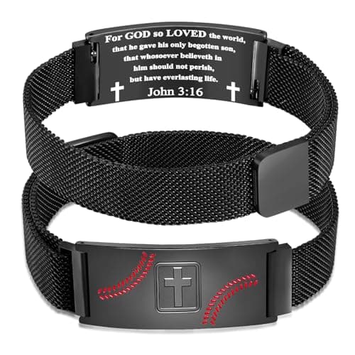 GLEZZA Baseball Soccer Football Basketball Bracelet Gifts,Faith Cross Bracelets for Men Baptism First Communion Confirmation Christmas Birthday Gifts for Grandkids,Adjustable Size - Image 1