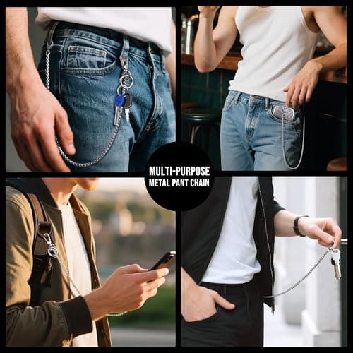 ROCONTRIP Anti-Theft Phone Lanyard Tether & Pants Chain Heavy-Duty Phone Strap With Metal Tether Tab Detachable Anti-Drop Lanyard for iPhone,Wallet,Key Great for Outdoor Hiking Cycling(Silver) - Thumbnail 6