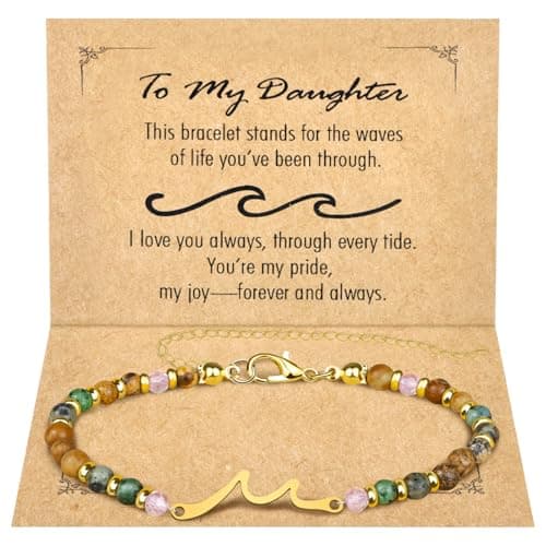 Uooar Wave Bracelets for Women, Through The Waves of Life, Sister Friendship Bracelet, Unique Birthday Bracelet Gift, Meaningful Jewelry Gift for Mom Daughter Grandma Friend - Image 1