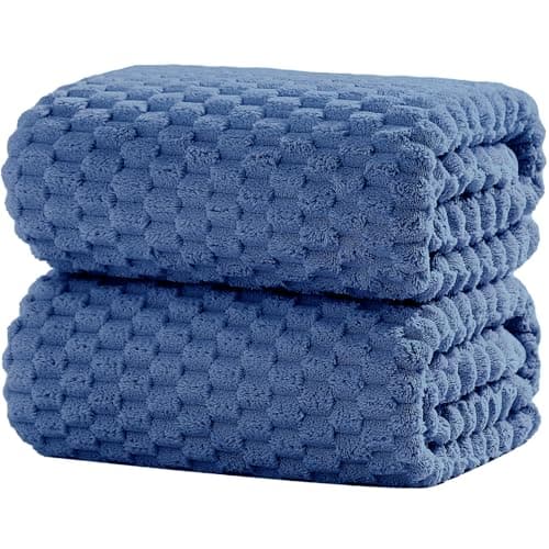 NALIVO Extra Large Bath Towel Sheet-40x80 Inches Oversized,Super Soft,Quick Dry,Microfiber Shower Towels Highly Absorbent,Plush Bathroom Towels for Adults, Premium Quality (Blue, 2PCS) - Image 1