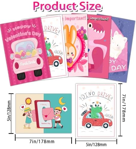 HSHFAMIIY Valentines Day Cards for Kids School, 24 Sheets Valentines Cards for Kids Classroom, Valentine's Day Gifts for Kids, Exchange Kids Gifts for School - Thumbnail 3