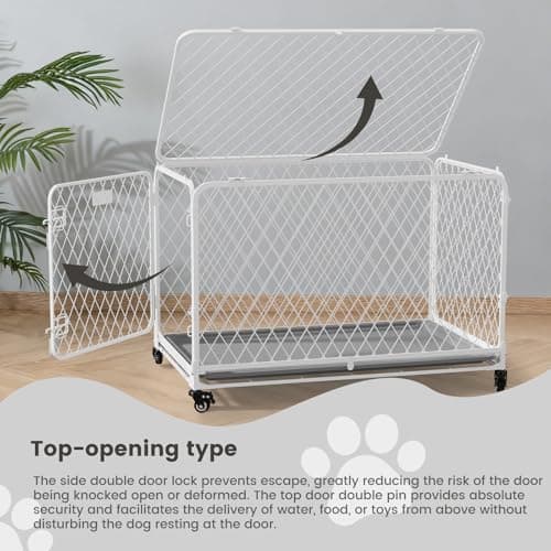 Gardner Pet 42 Inch Collapsible Diamond Mesh Dog Kennel, No Assembly Metal Dog Crate with 4 Lockable Wheels,Removable Tray,Portable Dog cage for Medium/Large Dogs(150-200 lbs) Indoor Outdoor Use - Thumbnail 6