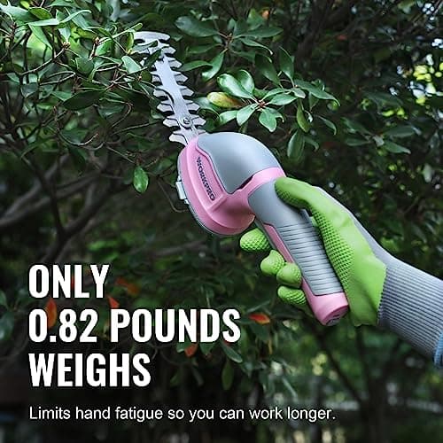 WORKPRO Cordless Grass Shear & Shrubbery Trimmer - 2 in 1 Handheld Hedge Trimmer Electric Grass Trimmer Hedge Shears/Grass Cutter Rechargeable Lithium-Ion Battery and Type-C Cable Included Pink Ribbon - Thumbnail 6