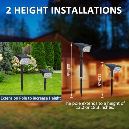 T-SUNUS RGB Solar Landscape Spotlights Christmas Outdoor IP65 Waterproof Color Spot Lights Auto Dusk to Dawn Landscaping Wall Light for Tree Yard Garden Driveway Porch Walkway Pond Halloween 2 Pack - Thumbnail 5