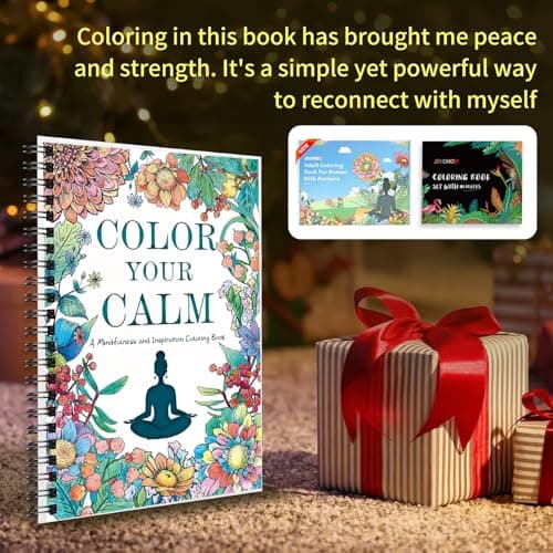 Adult Coloring Book for Women with 36 Dual-Tip Markers, 30 Patterns Positive Quotes Coloring Books for Adults Relaxation, Calming Gifts for Anxiety and Mindfulness Gifts for Women - Thumbnail 4