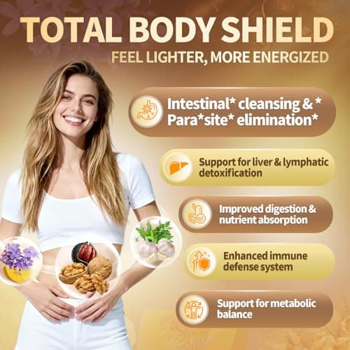 18-in-1 Black Walnut Wormwood Cleanse for Humans, 80 Day Supply, 6600mg Serving, Rapid Gut Cleanse & Digestive Health with Clove, Garlic, Turmeric, Pumpkin Seed, Oregano, Berberine & More 240 Softgels - Thumbnail 2