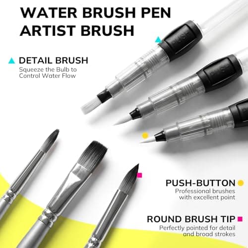 JusArt 100 Colors Watercolor Paint Set,Travel Watercolor Set with Handbag,Art Supplies with Metallic Color, Detail Painting Brushes, Water Brush Pens, Portable Watercolor Supplies for Adult, Artists, Professionals - Thumbnail 3