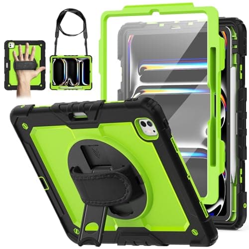 WEGLS Case for iPad Pro 13 inch (M4) 2024 with Screen Protector, 360 Rotating Hand Strap & Stand, Protective Case for iPad Pro 13 inch, Green - Image 1