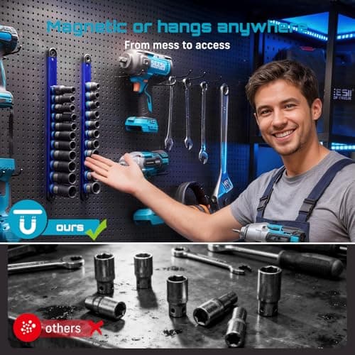 SEESII CR-MO 1/2" Drive Impact Socket Set with Magnetic Organizer, 11pc Deep Metric (10-24mm), 6-Point for Impact Wrench & Ratchet, Professional for Lug Nut, Wheel & Suspension Repair - Thumbnail 2