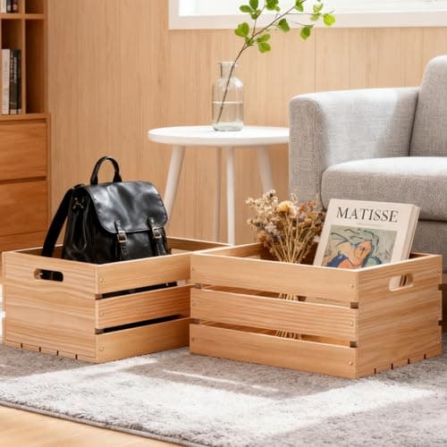 Wooden Crates for Storage - Versatile Pine Box for Home Decor, and Organizing Closets,Vinyl Records, Gifts,Souvenirs, or Farm Produce.Sturdy, Smooth & Elegant,Diy-Friendly with Rustic Charm (1) - Thumbnail 5