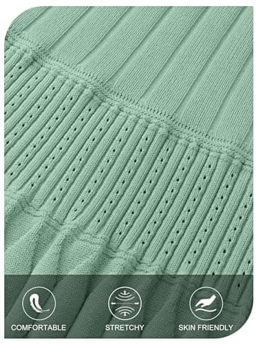 MEROKEETY Women's Summer Sleeveless Mini Dress 2025 Casual Crewneck Crochet A Line Flowy Tank Sundress, PeaGreen, X-Large - Thumbnail 5