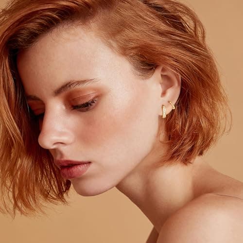 Turandoss Gold Hoop Earrings Set for Women Teen Girls Kids - 14K Gold Plated Beaded Hoops Hypoallergenic Huggie Earrings, Dainty Hoop Earring Set for Multiple Piercing - Thumbnail 4