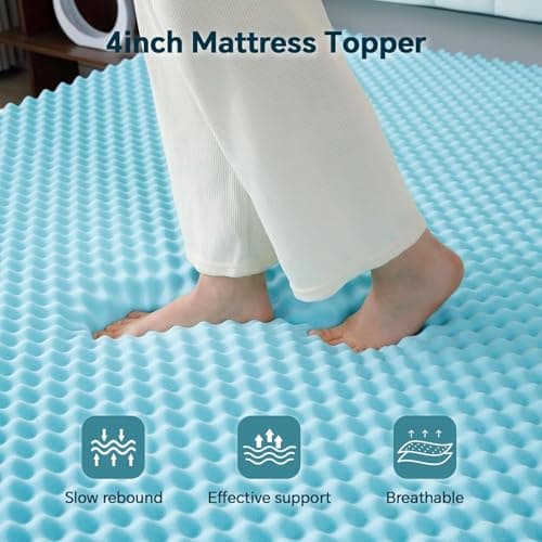 GEMBED 4 Inch Memory Foam Mattress Topper Queen Size - Dual Layer 3 Inch Cooling Gel Memory Pad and 1 Inch Pillow Top Mattress Cover for Back Pain - 60" x 80" x 4" - Thumbnail 6