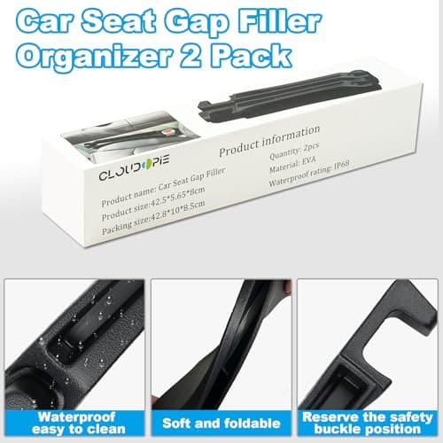 Cloud pie Car Seat Gap Filler with Drop Prevention & Storage Hook - Between Seats Console Organizer for SUV Truck - Car Accessories - Set of2 (Black) - Thumbnail 4