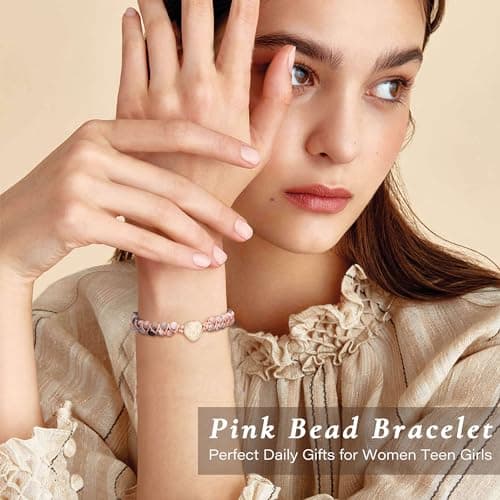 Sistble Wife Birthday Gift Ideas, Gifts for Wife I Love You Gifts for Her Jasper Heart Bracelets for Women Christmas Gifts for Wife Beaded Bracelet Anniversary Stocking Stuffers Love Jewelry - Thumbnail 3