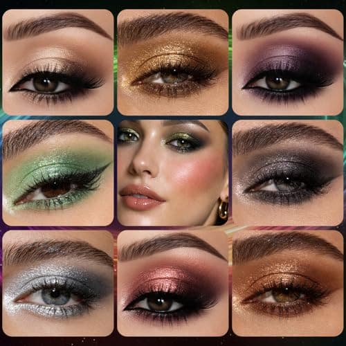 UCANBE Baked Eyeshadow Palette with Blush, 9 Color High Pigment Eye Shadow & Cheek Makeup Palette, Blendable Matte Glitter Metallic Shimmer Shades, Rotating Compact Design, 01 Medieval Banquet - Thumbnail 3