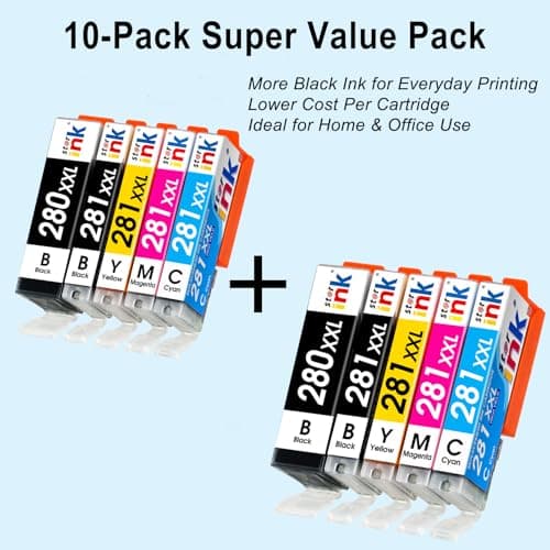 STARINK PGI-280XXL CLI-281XXL Compatible Ink Cartridges, Replacement for Canon 280 281 Ink Cartridges for Canon PIXMA TR8620 TR8620a TS6320 TS8220 TS9120 TS9520 TS6120 TS6220 TR7520 Printers 10 Packs - Thumbnail 2