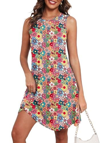 KORSIS Tank Dress for Women Elegant T-Shirt Summer Dresses Sleeveless Swing A Line Vacation Beach Sundress with Pockets - Image 1