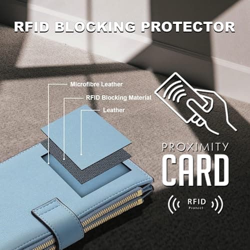 Travelambo Leather Wallets for Women Slim RFID Blocking Bifold Credit Card Holder Wallet - Thumbnail 3
