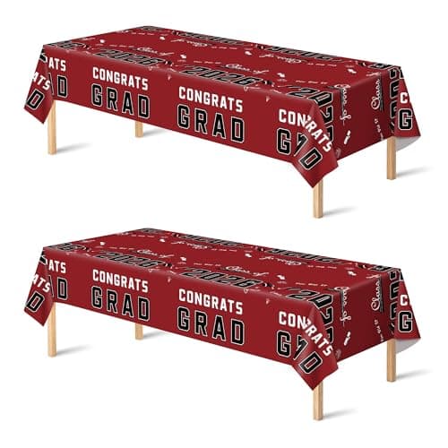 OHOME 2026 Graduation Party Decorations - Graduation Decorations Class of 2026 - Disposable Plastic Maroon Tablecloth for Party Favors - Backdrop Banner Class of 2026,2 Pack
