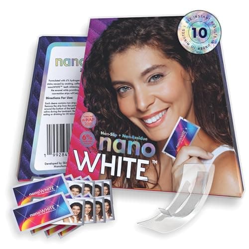 nanoWHITE 2-in-1 Teeth Whitening Strips | Professional Hydrogen Peroxide + Enamel-Repairing Nano-Hydroxyapatite | 28 No-Residue, Non-Slip Strips | Up to 8 Shades Whiter | Safe for Sensitive Teeth - Image 1