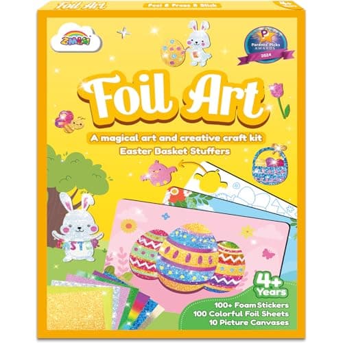ZMLM Foil Art Kit for Kids - Easter Crafts for Kids 4-8 8-12 Gifts, Fun Mess Free Activity, Easter Basket Stuffers, Girls Boys Arts and Crafts Games Toys (Easter) - Image 1