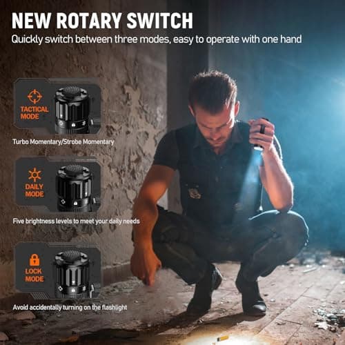 Wurkkos TD07 LED Tactical Flashlight, USB-C Rechargeable Flashlights, 1300 High Lumen EDC Small Flashlight, Turbo/Strobe Momentary, IP68 Waterproof, 6 Lighting Modes, Flash light for Emergency Camping - Thumbnail 4