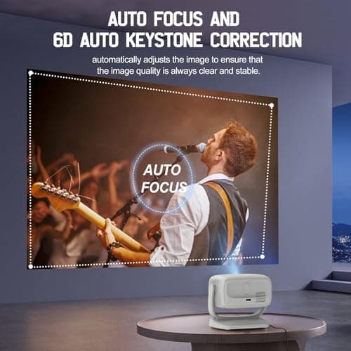 [Auto Focus/4K Support]A8 Projector with 5G WiFi and Bluetooth , 600 ANSI Native 1080P Outdoor Movie Projector, Auto 6D Keystone , Home Theater Projector compatible with Phone/TV Stick/PC - Thumbnail 2