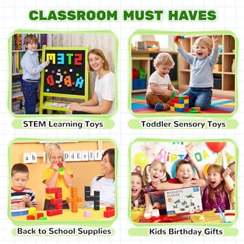 40pcs Magnetic Blocks, Gifts for 3 4 5 6 Year Old Girls & Boys, Magnet Building Blocks for Toddlers,STEM Preschool Sensory Toys for Kids Ages 3-5 4-8 - Thumbnail 4