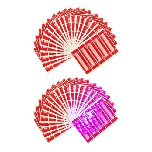 TSPC SECSEAL 100pcs 25x90mm Heat Tampering Fluorescent Mark High Residue Tamper Evident Anti Counterfeit Tamper Proof Stickers Labels Seals (1 x 3.54 Inches, Matte Red, Barcode Serial Number) - Thumbnail 2