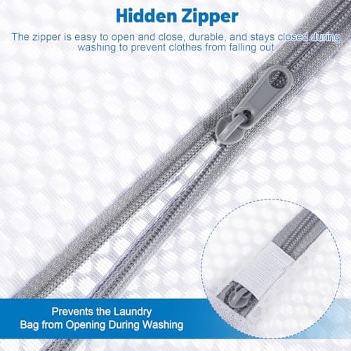 Dntorx 3 PCS Durable Honeycomb Mesh Laundry Bags for Delicates with Zipper, Reusable Laundry Bag Mesh Wash Bags for Washing Machine for Clothes, Shoes, Socks, Underwear, Bra (M + L + XL, White) - Thumbnail 4