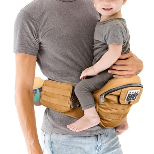 Dinictis Baby Hip Carrier for Dad, Ergonomic Tactical Waist Carrier with Hip Seat for Newborn to Toddler (Up to 45 lbs), Adjustable Wide Waistband, Molle Webbing & Multiple Pockets, Coyote Brown - Image 1