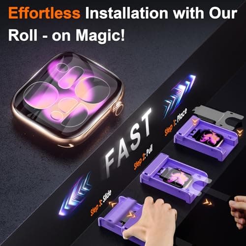 YWXTW TOP 9H+ Tempered Glass Screen Protector for Apple Watch Series 11/10 42mm, [3S Installation] Bubble-Free, Anti-Scratch, HD Clear Film for iWatch 11/10 42mm - Thumbnail 2