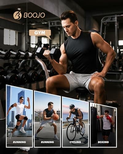 BOOJO 5 Pack Compression Shirt Men - Sleeveless Tank Top Workout Athletic Gym Quick Dry Base Layer Udershirts for Running - Thumbnail 5