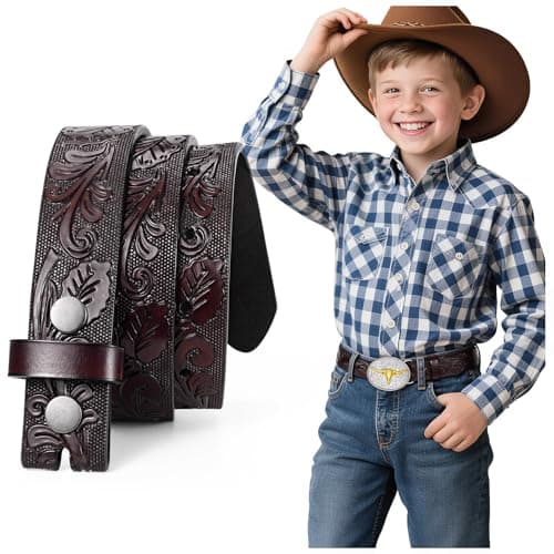BELTROAD Western Belt Strap for Kids Boys Girls Toddler Genuine Leather Belt Cowgirl Cowboy Kids Western Belts for Jeans Gift - Image 1