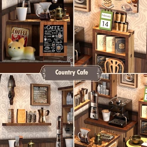 Soothee DIY Miniature Kit - 3D Puzzles for Adults & Teens, Book Nooks and Model Building Kits for Bookshelf Decor, Relaxing Craft & Unique Gift for Craft Lovers (Country Cafe) - Thumbnail 3