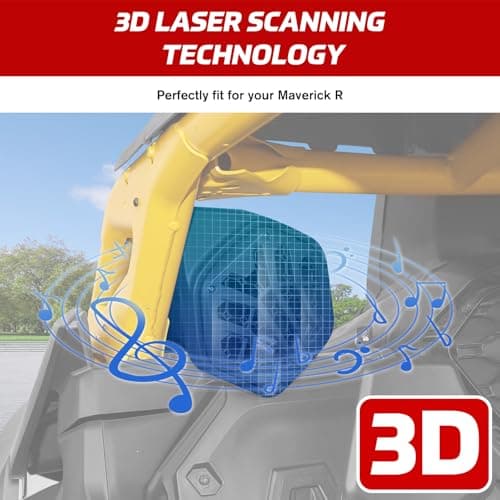 XUTVOTOR 6.5" Rear Speaker Pods for 2024-2025 Can-Am Maverick R, UTV Surround Rear Seat Speaker Mount Brackets for Can Am Maverick R MAX X RS 2024+ Accessories(Speakers Not Included) - Thumbnail 5