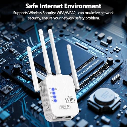 WiFi Extender, WiFi Extenders Signal Booster for Home Up to 8500 sq.ft and 45 Devices, WiFi Range Extender, Wireless Repeater, Long Range Amplifier with Ethernet Port, 1-Tap Setup, Alexa Compatible - Thumbnail 4