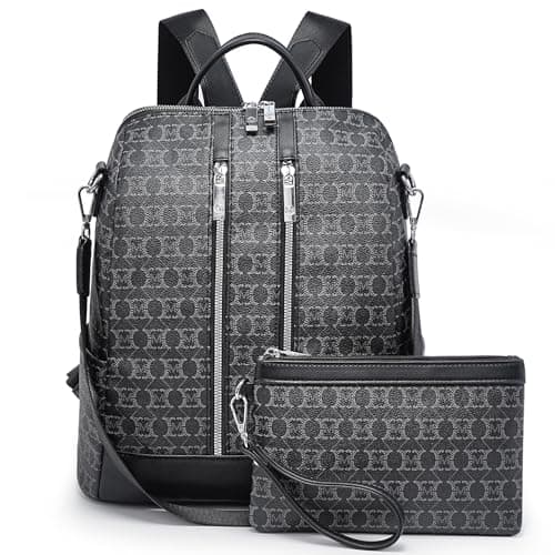 VANSARTO Backpack Purse for Women Vegan Leather Travel Backpack with Wristlet, Designer Convertible Shoulder Bag Satchel Handbag, Lightweight Fashion Backpack with Wide Strap, Black - Image 1