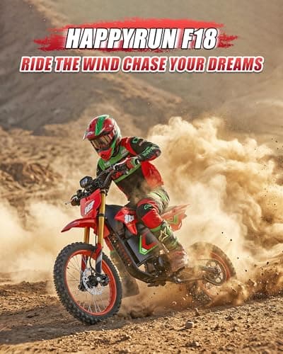 HAPPYRUN 6000W Peak Electric Dirt Bike 46 mph Max Speed Off-Road Motorcycle 60V 30AH Removable Battery 60 Miles Range 17 Inch Tires Dual Hydraulic Brakes Adult E Moto for Trail Riding - Thumbnail 6