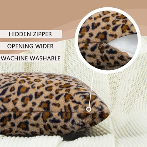 PRRPRR Cheetah/Leopard Throw Pillow Covers, Home Decor Lumbar Cushion Cover for Bedroom Living Room Couch Bed, 12" W × 20" L, Hidden Zipper,Set of 2 - Thumbnail 5