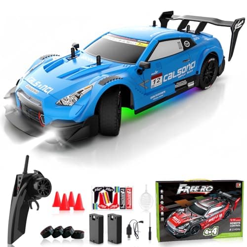 LFOLUSU Remote Control Car RC Drift Car 1:16 Scale 4WD RC Vehicle with LED Lights 2.4GHz 30km/h RTR High Speed Racing Sport Toy for Adults Boys Girls Kids Gift 2Pcs Rechargeable Battery - Image 1